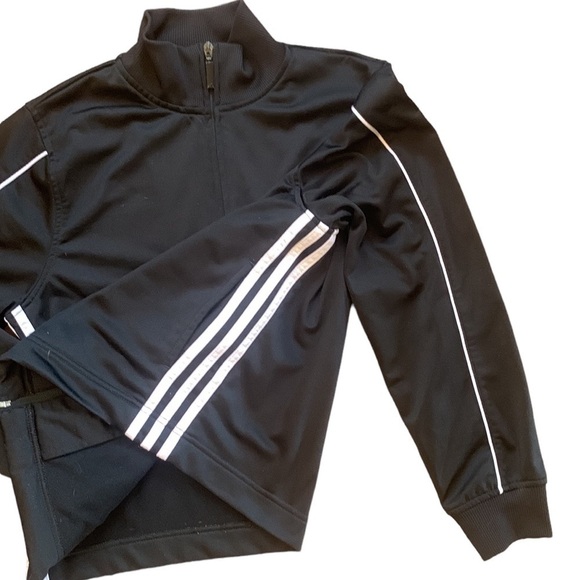 Adidas Three Stripe Black Track Jacket High Collar Full Zip Size M - Picture 3 of 6